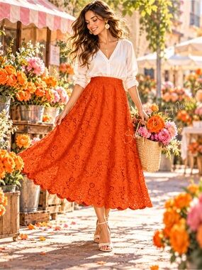 🛍️𝓑𝓵𝓸𝓼𝓼𝓸𝓶 𝓞𝓻𝓪𝓷𝓰𝓮 𝓛𝓪𝓬𝓮 𝓒𝓾𝓽𝓸𝓾𝓽 𝓜𝓲𝓭𝓲 𝓢𝓴𝓲𝓻𝓽 🧚✨